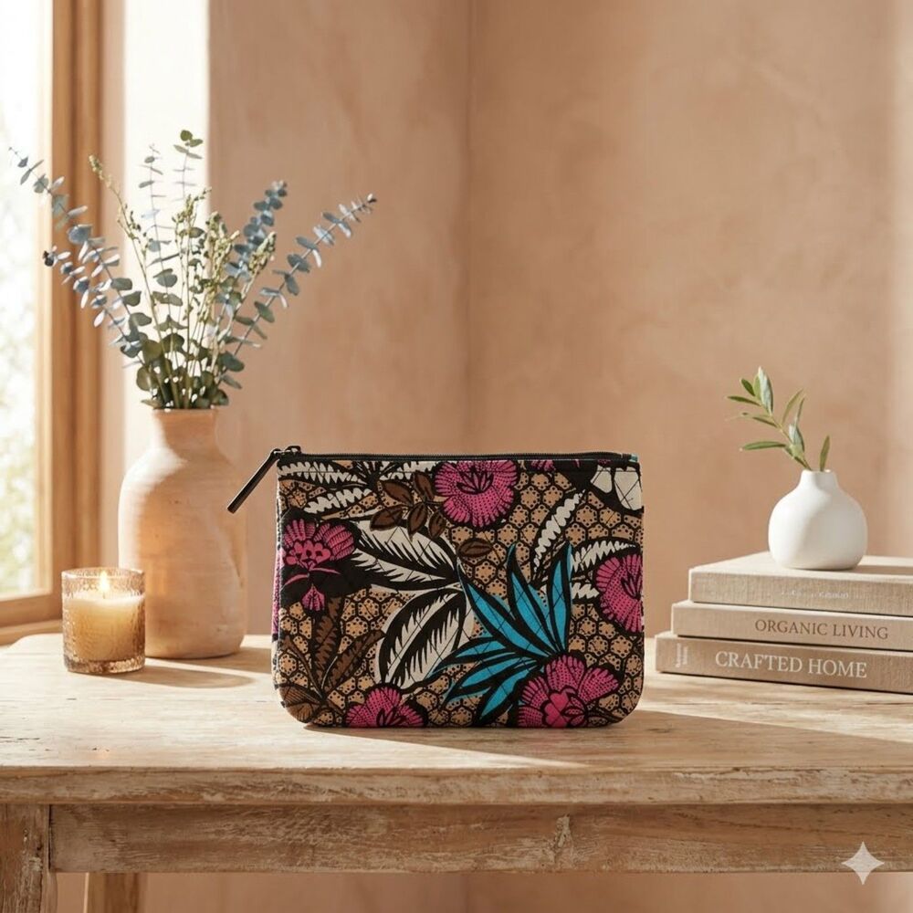 Vera Bradley Canyon Road Cosmetic Makeup Bag 8.5x6.5 Floral Travel Pouch